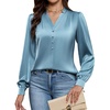 Blooming Jelly Womens Dressy Casual Blouses Long Sleeve Fall Work Tops(Turquoise)