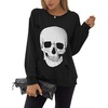 Blooming Jelly Women’s Halloween Sweatshirts Skull Shirts Fall Sweater(Black)