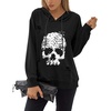 Blooming Jelly Women’s Halloween Sweatshirts Skull Shirts Fall Sweater(Distressed Black Hoodie)