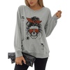 Blooming Jelly Women’s Halloween Sweatshirts Skull Shirts Fall Sweater(Gray-spider)
