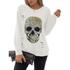Blooming Jelly Women’s Halloween Sweatshirts Skull Shirts Fall Sweater(White)