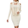 Blooming Jelly Womens Off Shoulder Sweater Dress Scarf Long Sleeve Dresses(Cream)