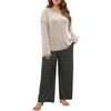 Blooming Jelly Womens Plus Size Pajamas Sets Cute 2 Piece Lounge Set Color Block Matching Fall Pjs Loungewear Pockets(Apricot-black Stripes)