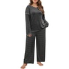 Blooming Jelly Womens Plus Size Pajamas Sets Cute 2 Piece Lounge Set Color Block Matching Fall Pjs Loungewear Pockets(Black-black Stripes)