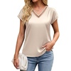 Blooming Jelly Women’s Satin Ruffle Sleeve Blouse – Dressy Casual Business Wear(Light Beige)