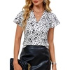 Blooming Jelly Women’s Satin Ruffle Sleeve Blouse – Dressy Casual Business Wear(White Polka Dots)