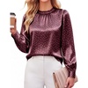 Blooming Jelly Women’s Silk Blouse Polka Dot Dressy Casual Work Top(Crimson Red)