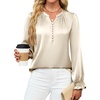 Blooming Jelly Womens Silk Dressy Casual Blouses Button Down Long Sleeve Shirts Satin Business Casual Tops Work Outfits 2025(Apricot)