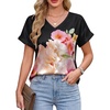 Blooming Jelly Womens Silk Satin Dressy Casual Blouses Short Sleeve Summer Tops Trendy Work Business Outfits 2026(Black)
