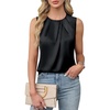 Blooming Jelly Womens Sleeveless Tank Tops Business Casual Trendy Blouses(Black)