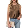 Blooming Jelly Womens Sleeveless Tank Tops Business Casual Trendy Blouses(Brown)