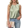 Blooming Jelly Womens Sleeveless Tank Tops Business Casual Trendy Blouses(Light Green)