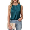 Blooming Jelly Womens Sleeveless Tank Tops Business Casual Trendy Blouses(Teal)
