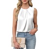 Blooming Jelly Womens Sleeveless Tank Tops Business Casual Trendy Blouses(White)