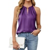 Blooming Jelly Womens Summer Tank Tops Satin Business Dressy Casual Blouse(Purple)