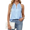 Blooming Jelly Womens Summer Tank Tops Satin Business Dressy Casual Blouse(Stripes Blue)