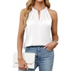 Blooming Jelly Womens Summer Tank Tops Satin Business Dressy Casual Blouse(White)
