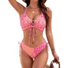 Blooming Jelly Womens Two Piece Bikini Sets Cutout Curvy Swimsuit 2026(Hot Pink Floral)