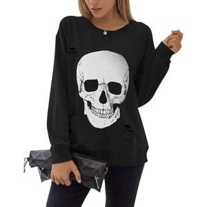 Blooming Jelly Women’s Halloween Sweatshirts Skull Shirts Fall Sweater(Black)