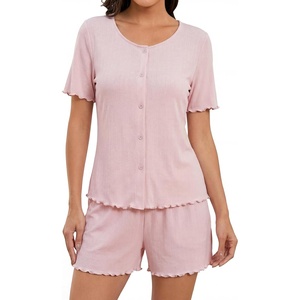 Blooming Jelly Womens Pajama Sets 2 Piece Pjs Lounge Set Button Down Soft Short Sleeve Sleepwear Top Shorts(Pink)