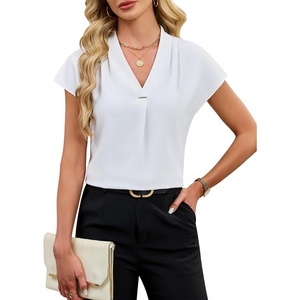 Blooming Jelly Women’s Satin Ruffle Sleeve Blouse – Dressy Casual Business Wear(White2)