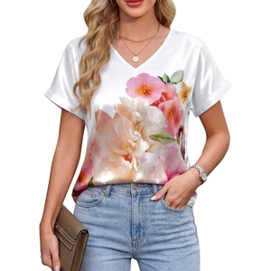Blooming Jelly Womens Silk Satin Dressy Casual Blouses Short Sleeve Summer Tops Trendy Work Business Outfits 2026(White)