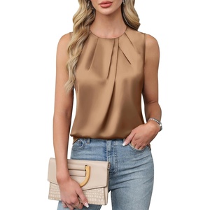 Blooming Jelly Womens Sleeveless Tank Tops Business Casual Trendy Blouses(Champagne)