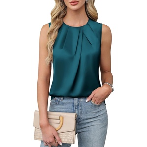 Blooming Jelly Womens Sleeveless Tank Tops Business Casual Trendy Blouses(Teal)