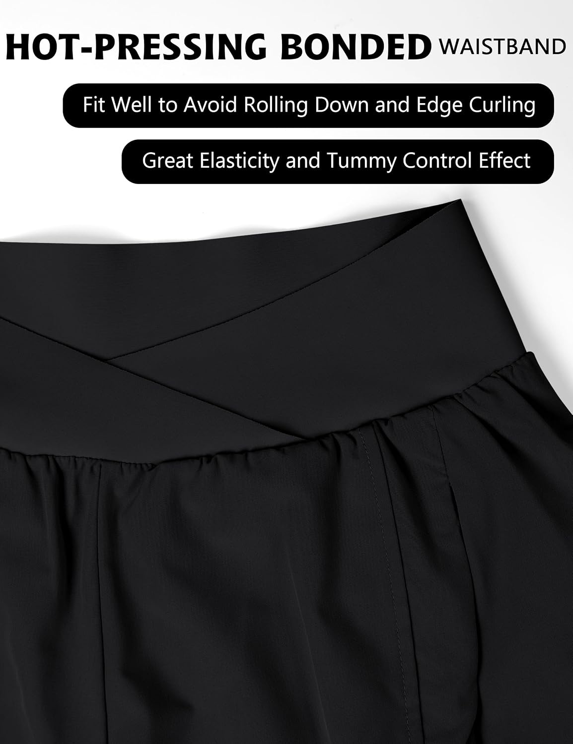 image:imageBlooming Jelly Womens Athletic Running Shorts Crossover Gym Workout ShortsBlack and White