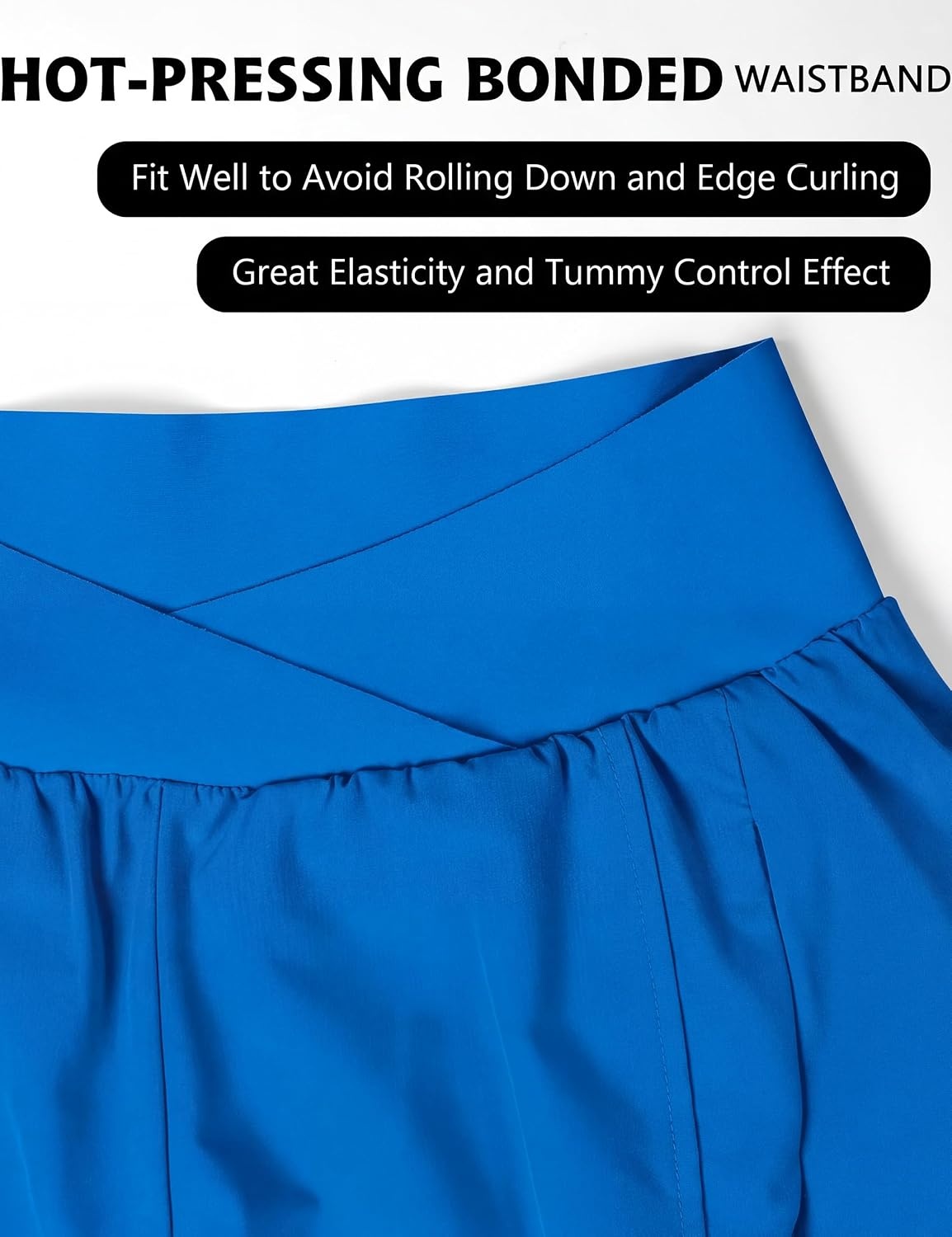 image:imageBlooming Jelly Womens Athletic Running Shorts Crossover Gym Workout ShortsBlue