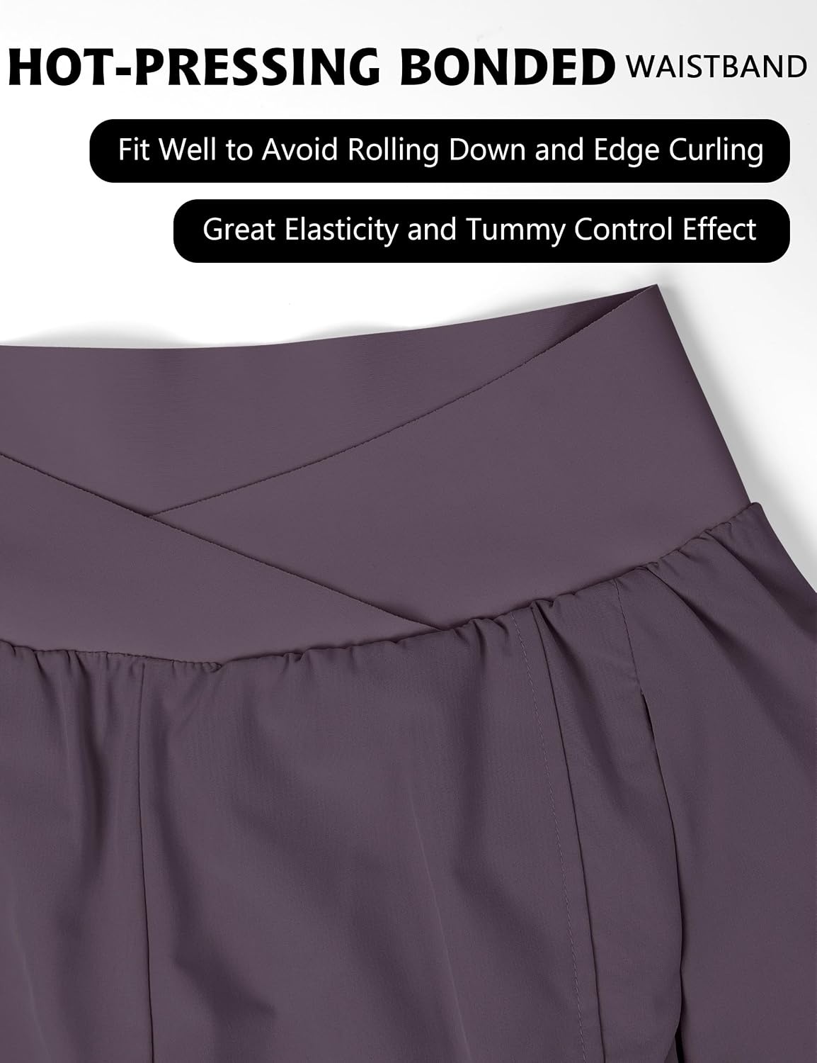 image:imageBlooming Jelly Womens Athletic Running Shorts Crossover Gym Workout ShortsCoffee