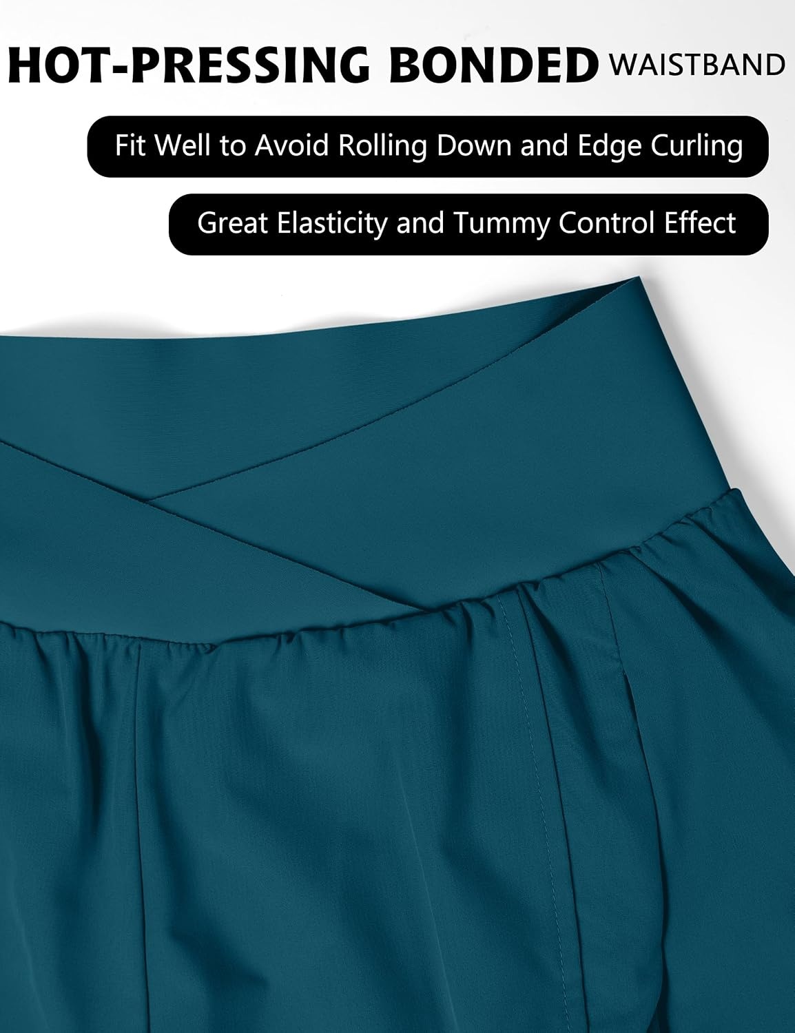 image:imageBlooming Jelly Womens Athletic Running Shorts Crossover Gym Workout ShortsDark Cyan