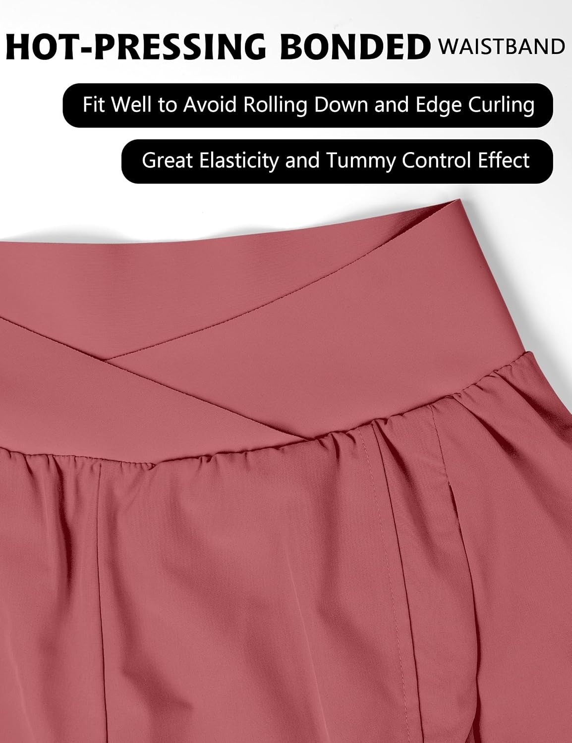 image:imageBlooming Jelly Womens Athletic Running Shorts Crossover Gym Workout ShortsDusty Pink