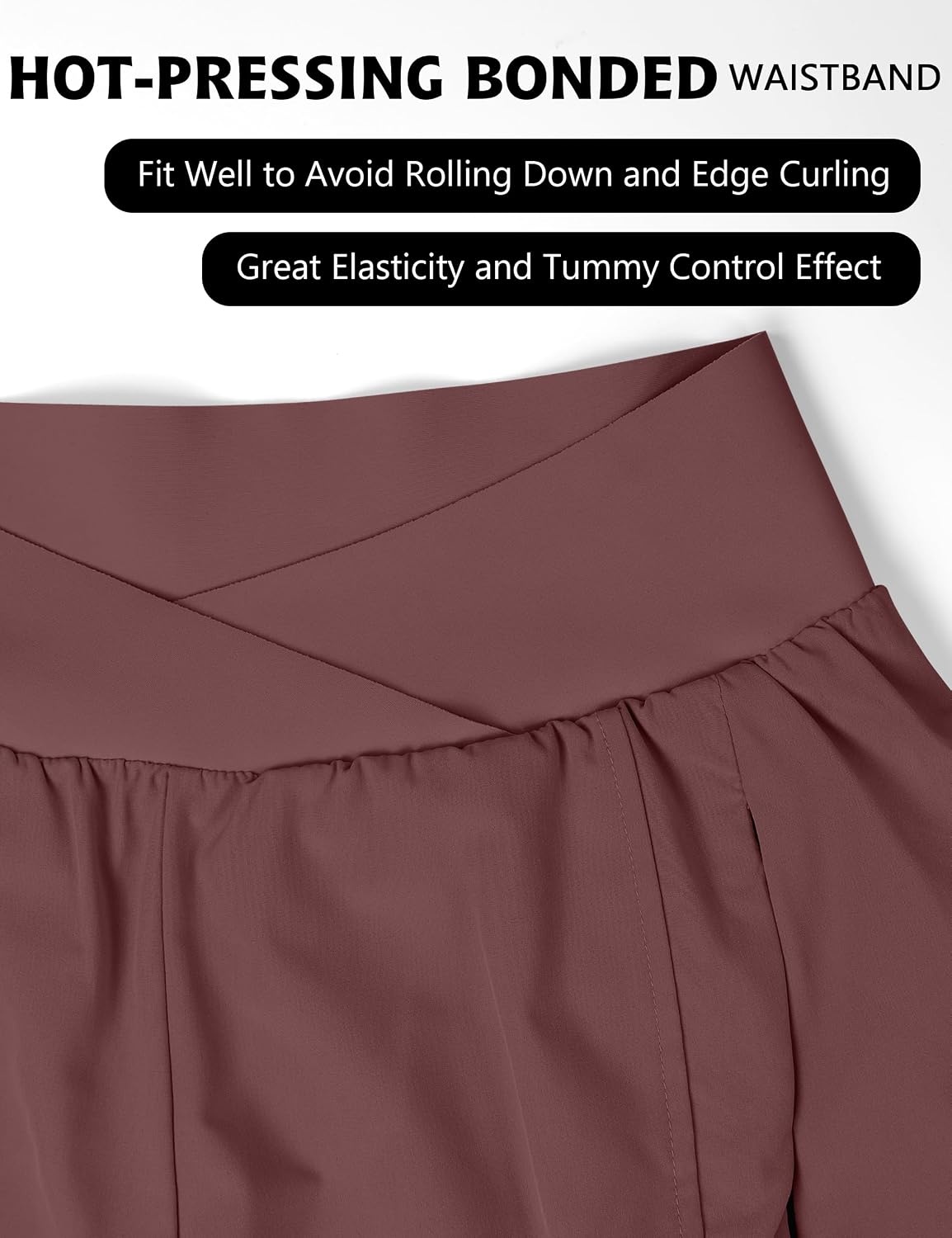 image:imageBlooming Jelly Womens Athletic Running Shorts Crossover Gym Workout ShortsMaroon