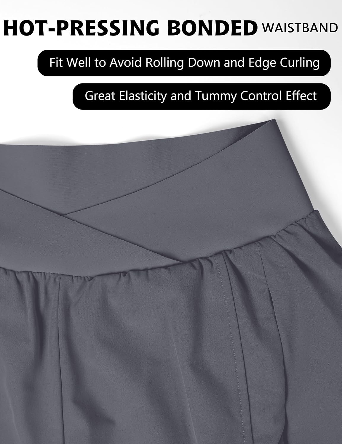 image:imageBlooming Jelly Womens Athletic Running Shorts Crossover Gym Workout ShortsMedium Grey