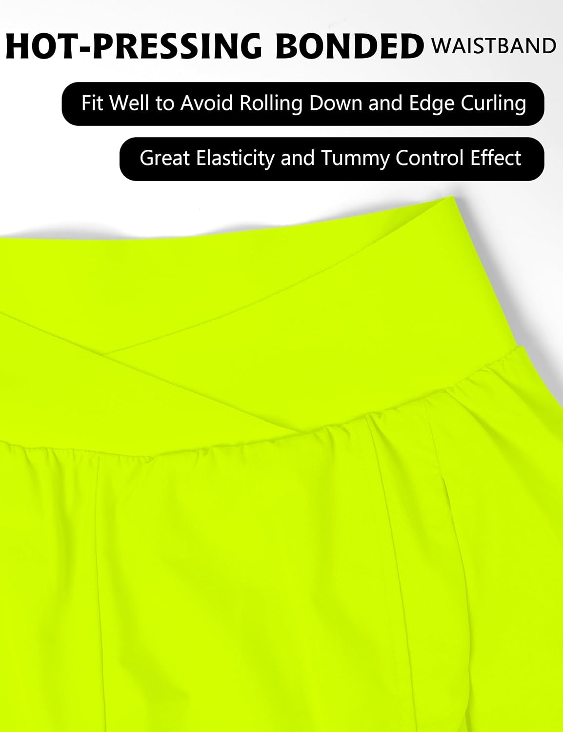 image:imageBlooming Jelly Womens Athletic Running Shorts Crossover Gym Workout ShortsNeon Green