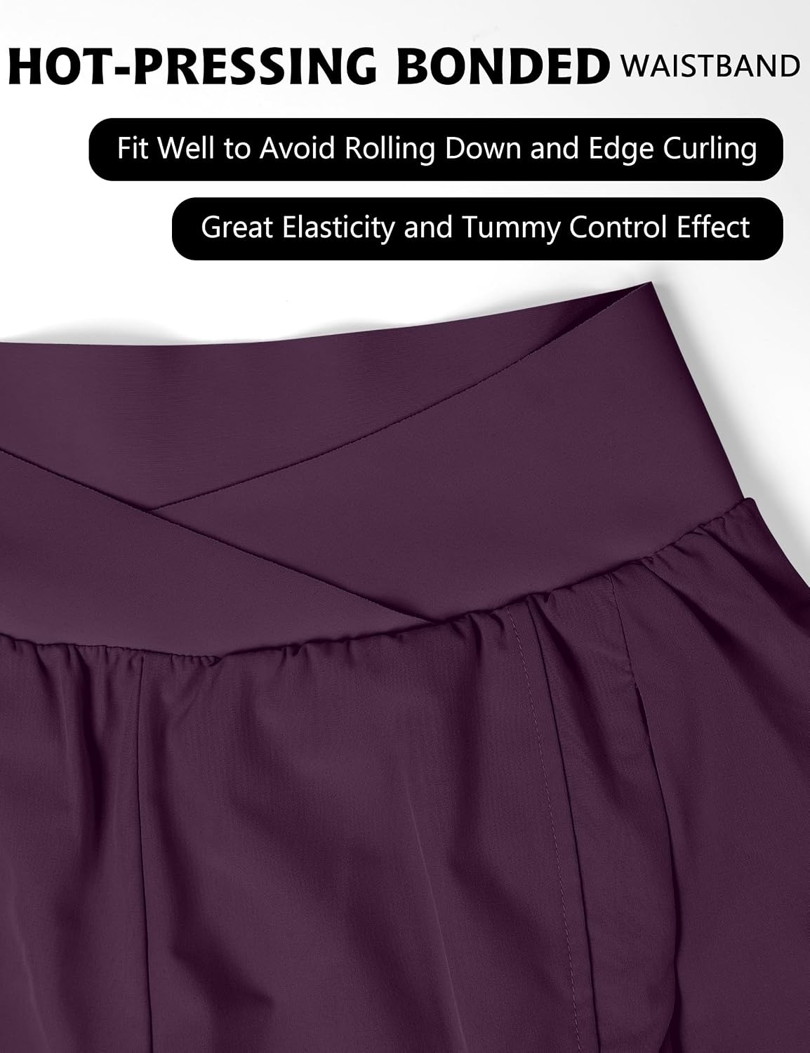 image:imageBlooming Jelly Womens Athletic Running Shorts Crossover Gym Workout ShortsPurple