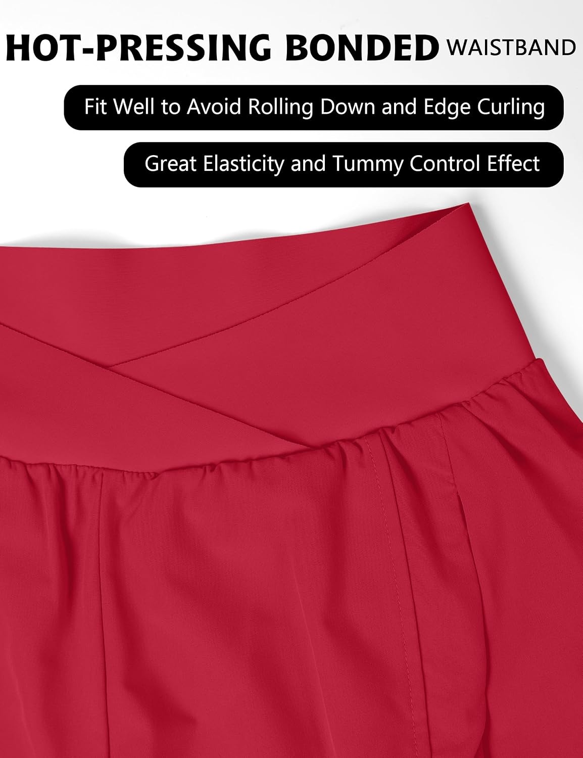 image:imageBlooming Jelly Womens Athletic Running Shorts Crossover Gym Workout ShortsRed