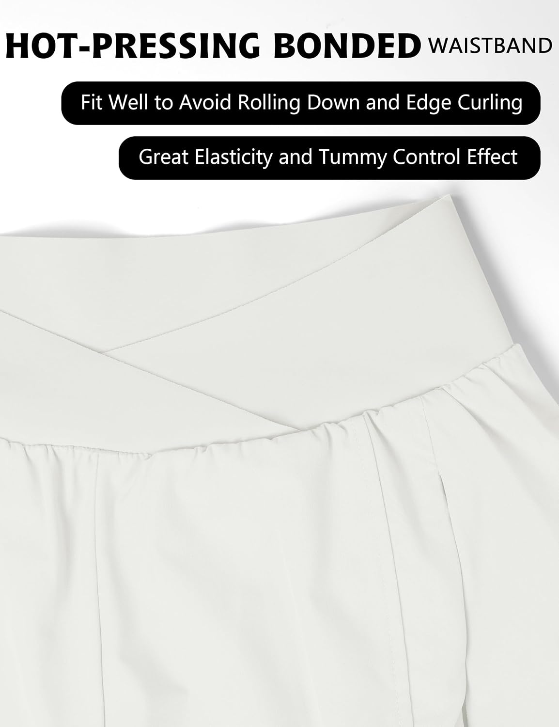 image:imageBlooming Jelly Womens Athletic Running Shorts Crossover Gym Workout ShortsWhite