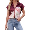 Floral on Dark Red